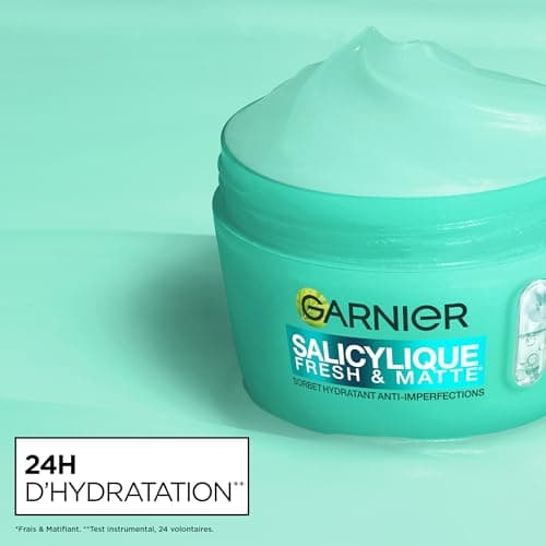 GARNIER – Salicylique – Crème Sorbet Hydratante Fresh et Matte - Crème Hydratante et Matifiante - Adoucit la Peau, Unifie le Teint, Réduit les Pores et l'Excès de Sébum - Tous Types de Peaux - 85 ml - Image 3