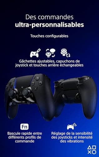 Playstation Sony, Manette DualSense Edge Officielle pour PS5, Sans Fil, Commandes Ultra-Personnalisables + Profils Interchangeables + Confort Amélioré, Boîte de Transport Incluse, Couleur : Noire - Image 4