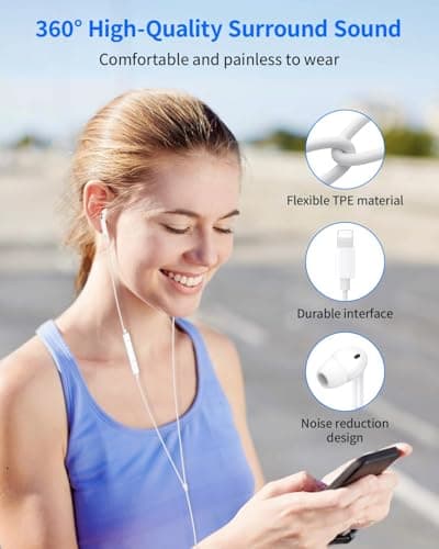 Wired Earphones for iPhone, [MFi Certified] HiFi Stereo Noise Cancelling Headphones, In-Ear Earbuds with Mic and Volume Control for iPhone 14/14 Pro/13/12/11/XR/XS/X/8/7/SE - Image 5