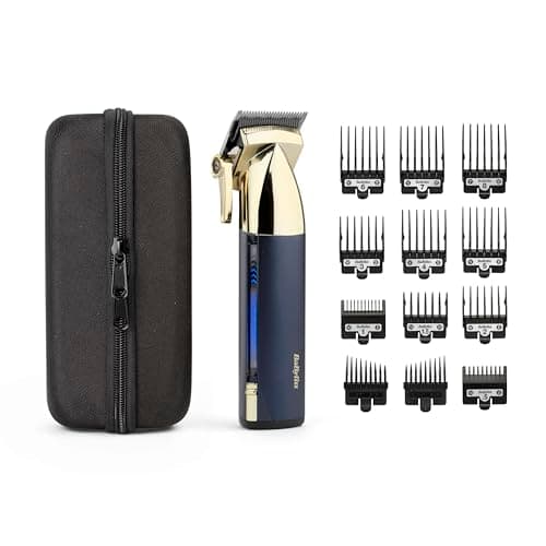 BaByliss Super-X Tondeuse à cheveux en métal, sans fil, lames en acier japonais conçues avec précision, kit de toilettage pour cheveux, cadeaux pour hommes (doré/bleu) - Image 3