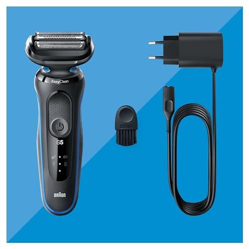 Braun Rasoir Electrique Homme Series 5 51-B1000s, Bleu, Etanche, A Grille Et Sans Fil, 3 Lames Flexibles Pour Bien Raser La Barbe Et Le Visage, Coffret De Rasage Avec Chargeur Intelligent - Image 7