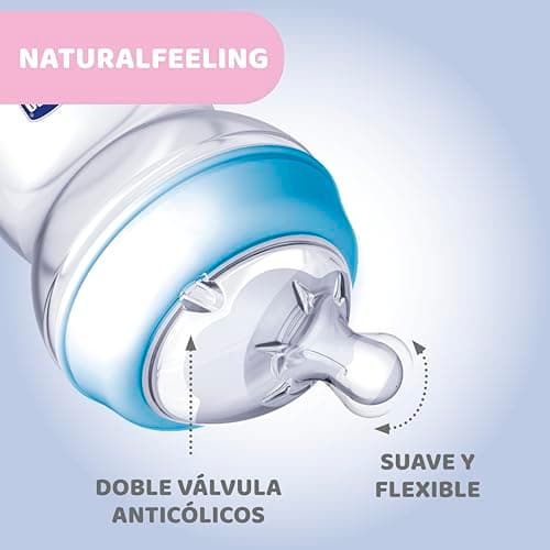 Chicco Natural Feeling Anti-Colic Bottle 2M Plus 250 ml with Silicone Teat - Medium Flow - Blue - Image 6