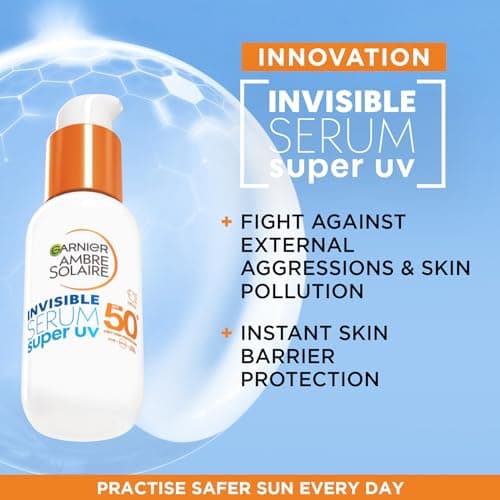 Garnier Sérum SPF 50+, protection UVA et UVB, pour tous types de peaux, avec Ceramid Protect, convient pour un usage quotidien, Ambre Solaire Invisible Super UV, 30 ml - Image 3