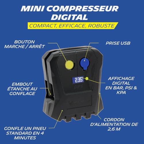 MICHELIN 009518 Mini Air Compressor 12V - 3.5 Bar - Car Tyre Inflating in 4 Minutes - Digital Pressure Gauge - Robust and Compact - Car Compressor Cigarette Lighter Connection - Versatile - Image 3