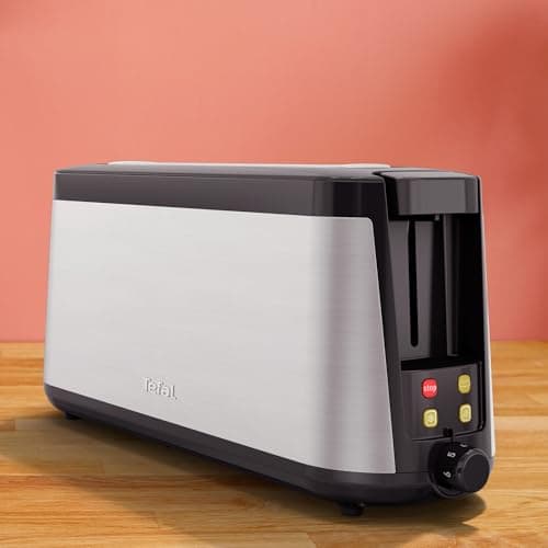 Tefal Element TL4308 Long Slotted Toaster | 7 Burnishing Levels | 1000 Watts | Integrated Roll Holder | Stylish Design | Black/Stainless Steel - Image 6