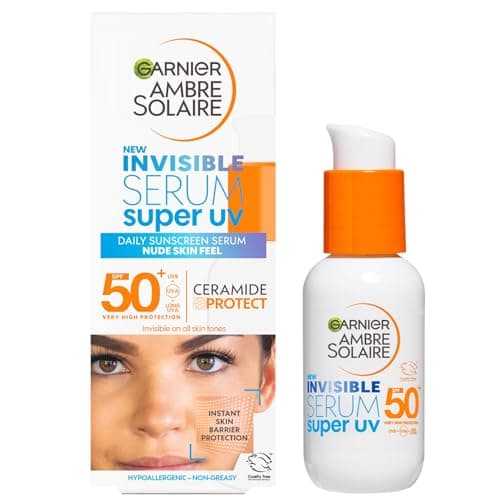 Garnier Sérum SPF 50+, protection UVA et UVB, pour tous types de peaux, avec Ceramid Protect, convient pour un usage quotidien, Ambre Solaire Invisible Super UV, 30 ml - Image 2