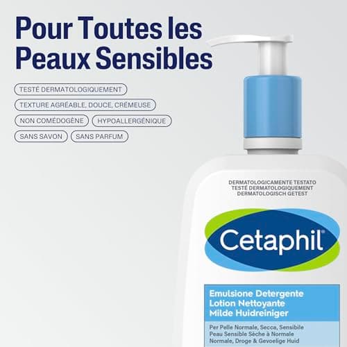 Cetaphil lotion nettoyante, 470ml, lotion nettoyante visage et corps, peaux sensibles sèches à normales, Niacinamide, Panthénol et de la Gycérine hydratante, sans savon - Image 5