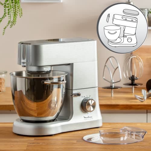 Moulinex Pastry Processor, XXL Stainless Steel Bowl 6.7 L, 1500 W, 10 Speeds + Pulse Function, Cast Aluminium Body, Premium Pastry Kit, Masterchef Grande Grey QA810D01 - Image 7