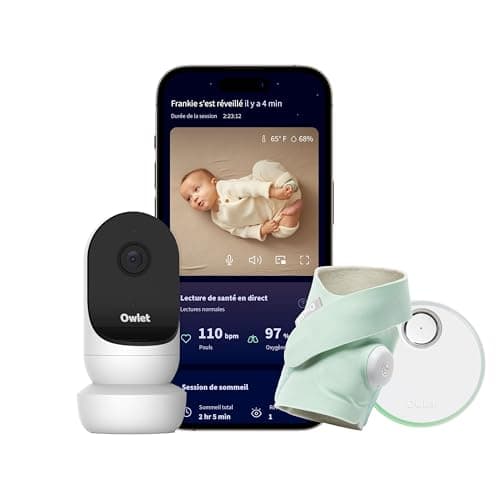 Owlet® Dream Duo 2 Système de surveillance intelligent pour bébé : Dream Sock® & Owlet Cam 2- Suivi du pouls et de l'oxygène et vidéo HD - Mint - Image 2