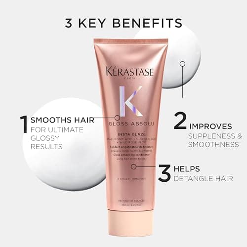 KÉRASTASE Gloss Absolu - Fondant Insta Glaze - Après-Shampoing Brillance - Cheveux Ternes - Acide Hyaluronique, Acide Glycolique et Rose Sauvage - Cheveux Longs et Sujets aux Frisottis - Image 6