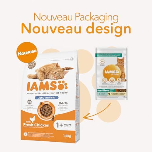 IAMS Advanced Nutrition - Lightweight Dry Food - Suitable for Sterilized Cats - Complete Balanced - Promotes Weight Control - Fresh Chicken - Non-GMO Artificial Flavour Colours - 1.5 kg - Image 4