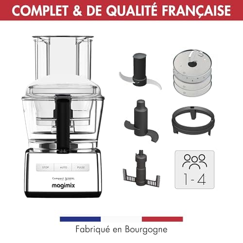 Magimix 3200 Multifunctional Kitchen Processor Shiny Chrome Compact Bowl 2.6L – Chopper, Blender – Made in France - Image 3