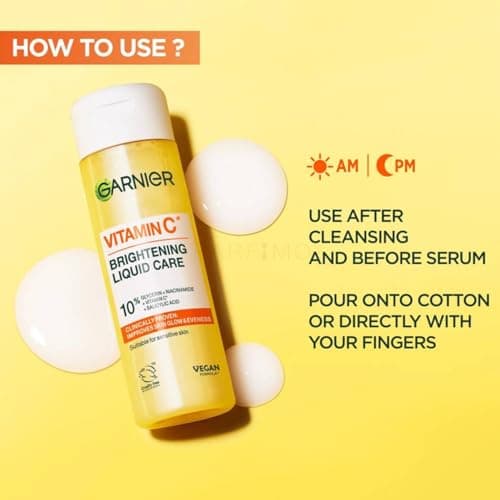 Garnier Vitamine C éclaircissante pour tous les types de peau, hydratation intense et lumineuse, peau rayonnante et uniforme, avec vitamine C et acide salicylique, Garnier Skinactive 120 ml - Image 4