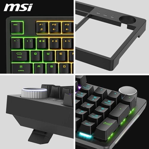 MSI Forge GK320 FR Mechanical Gaming Keyboard - French AZERTY, Interchangeable Red (Linear) Switches, Magnetic Cover, Ergonomic Keys, RGB LED, USB 2.0 – Full Size - Image 7