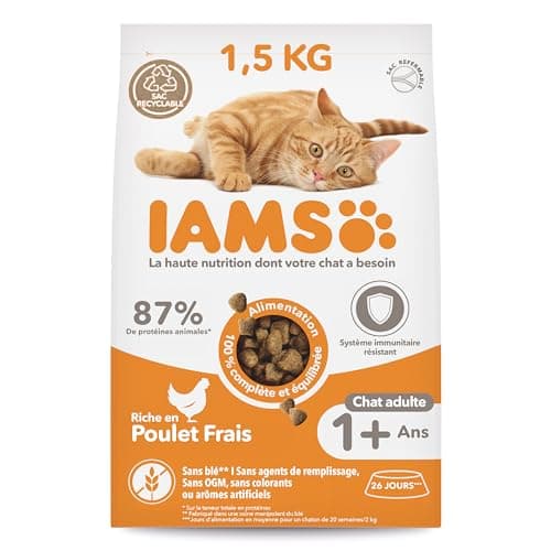 IAMS Advanced Nutrition - Croquettes Premium Chats Adultes - 100% Complètes et Equilibrées - Au poulet frais - Sans OGM Colorants Arômes Artificiels - Sac refermable 1,5 kg - Image 4