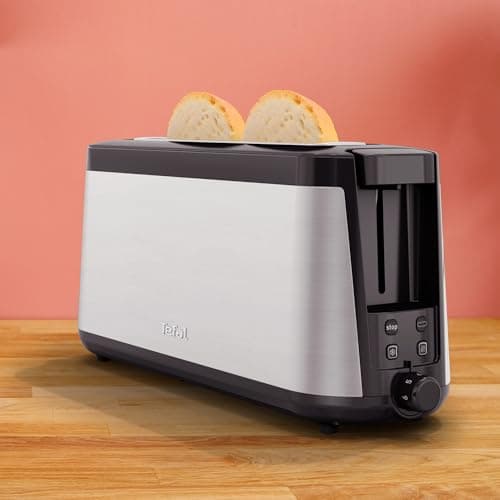 Tefal Element TL4308 Long Slotted Toaster | 7 Burnishing Levels | 1000 Watts | Integrated Roll Holder | Stylish Design | Black/Stainless Steel - Image 4
