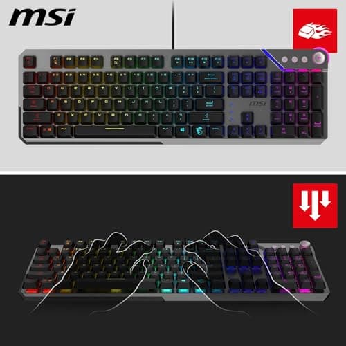 MSI Strike 600 Silent FR Silent Gaming Keyboard – Kailh Midnight Pro Silent Touch Switches, Ergonomic Keys, Non-slip Base, RGB Mystic Light per Key, USB 2.0 – Full Size - Image 4
