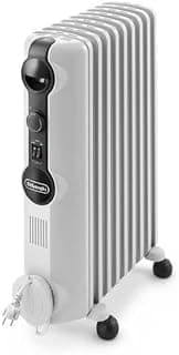 De'Longhi Radia S - Radiateur à Huile pour Pièces jusqu'à 60m³, Chauffage Électrique avec Thermostat de Sécurité, 9 Éléments, Chauffage Personnalisé avec Antigel, Portable, 2000W, Blanc (TRRS0920)