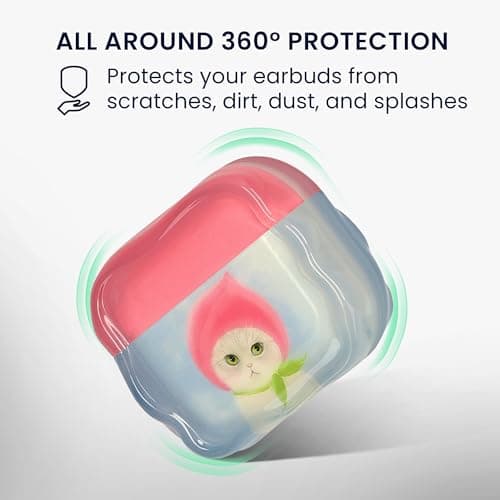 kwmobile In-Ear Earphone Case for Apple Airpods Pro 2 / Pro 1 Case with Carabiner - Earphone Cover - Fishing Cat - Image 4