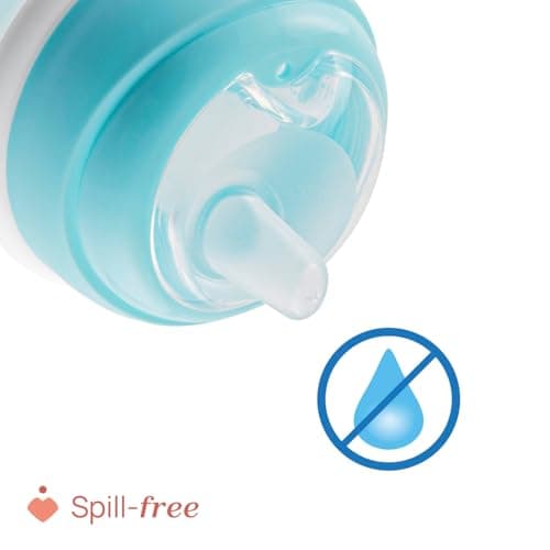 Chicco Transition Cup Drip Proof Baby Cup 200ml, 1 Bottle Cup 4+ Months for Learning to Drink, with Ergonomic Silicone Spout, Double Anti-olic Valve, BPA Free - Azure - Image 7