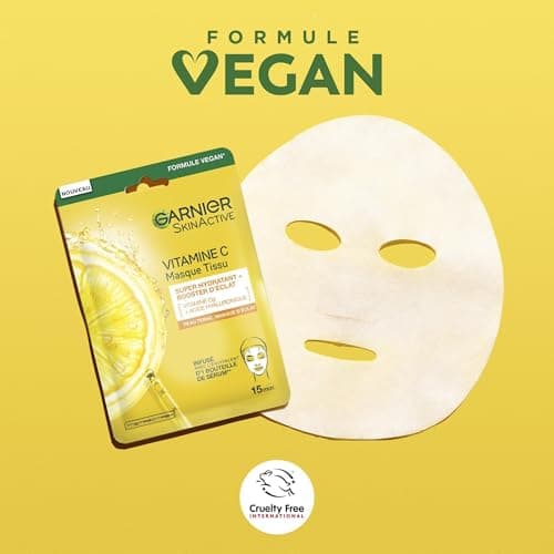 GARNIER Skin Active - Lot De 5 Masques Tissu Booster D'Éclat - Illumine, Hydrate & Repulpe La Peau - Vitamine C Et Acide Hyaluronique - Vegan & Cruelty Free - Peaux Ternes - x5 - Image 8