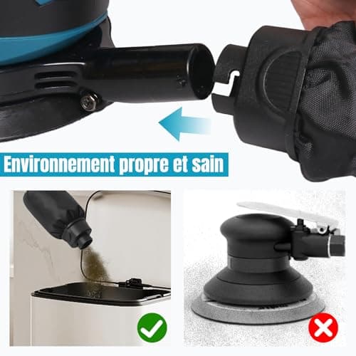 Bostar 18V Cordless Eccentric Sander, Ø125mm Brushless Motor, 2 Batteries 3.0Ah, Max. 21000 rpm, 6 Speed, Dust Bag, Orbital Sander for Wood and Car, Compatible Makita 18V - Image 7