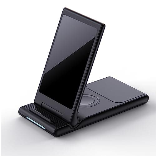 MMOBIEL Wireless Charging Stand Compatible with iPhone, Apple Watch and AirPods - 3-in-1 Foldable Fast Charger Compatible with Qi Magsafe Wireless Charging Stand for Phone - Black - Image 3