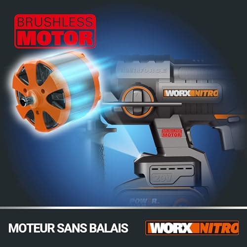 Pack WORX NITRO Cordless Brushless 20V WX381 2J 3 in 1 Drilling, Percussion, Chisel in All Materials, Anti-Vibration, Comes with 2 x 4Ah Batteries, Charger and Accessories - Image 5