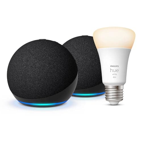 Echo Dot (5th Gen) | Anthracite, 2-Pack + Philips Hue Smart Bulb (E27), Works with Alexa - Smart Home Starter Kit - Image 3