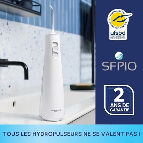 Waterpik WF-20 Pulse, Cordless Water Flosser, Recommended by UFSBD, Rechargeable Dental Jet, Removes Plaque, 2 Pressure Levels, 45 Seconds Cleaning, 2 Tips Included, Waterproof, White - Image 6