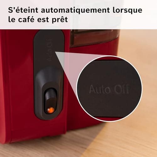 Bosch, MyMoment filter coffee machine, removable water tank, glass jug, automatic shut-off, anti-drip function, warm 40 minutes, dark red, TKA2M114 - Image 5