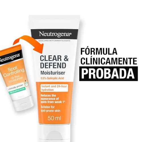 Neutrogena Spot Controlling 0.5% Salicylic Acid Hydrating Cream (1 x 50ml) Moisturizing Face Cream for Acne Prone Skin, Oil-Free Moisturizer - Image 4