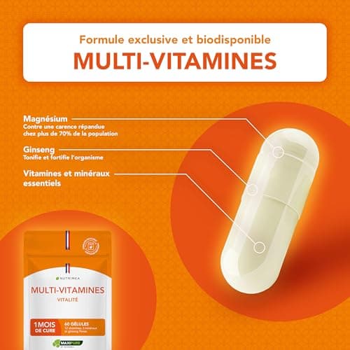 Multivitamins and Minerals - With Ginseng - Vitamins A, B1, B2, B3, B5, B6, B8, B9, B12, C, D3, E, Magnesium, Selenium and Zinc - Energy, Vitality, Immunity - Made in France - Nutrimea - Image 5