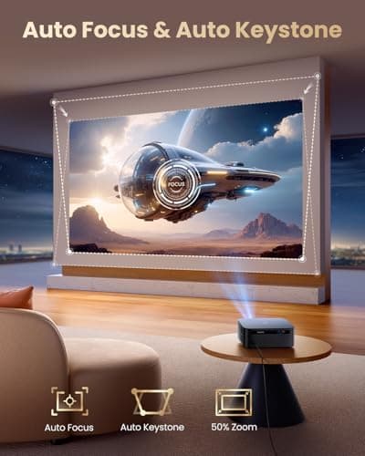 4K Projector 【1500 ANSI/Google TV/Netflix Disney+Official】 4K Auto Focus/Keystone Projector WiFi6 Bluetooth FHD 1080P Native, Voice Control, Overhead Projector 350 Inches Zoom 50% Home Cinema HDMI Arc - Image 6