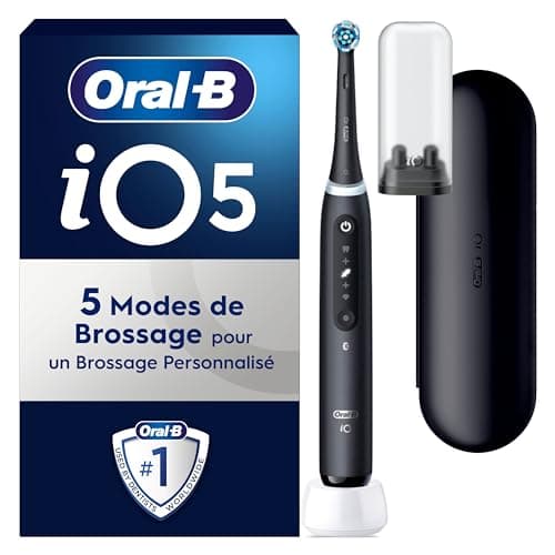 Oral-B Brosse A Dents Electrique iO 5 Noire, 5 Modes De Brossage Dont Blancheur, Capteur De Pression Sur Les Gencives, Brossettes De Rechange Oral B, Etui De Voyage - Image 3