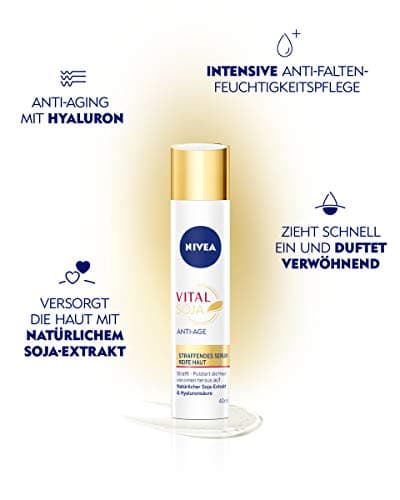 NIVEA Vital Soja Sérum anti-âge pour peaux matures (40 ml), hydratant à l'extrait de soja naturel, Sérum raffermissant à l'acide hyaluronique - Image 4