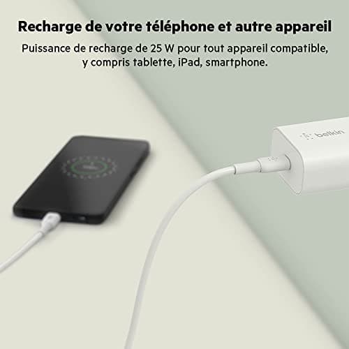 Belkin BoostCharge chargeur secteur 25 W avec PPS, USB-C Power Delivery, chargeur USB C, chargeur rapide pour iPhone 16, iPhone 15, 14, Samsung Galaxy S24, S23, iPad, Google Pixel, Galaxy Tab, Z Fold - Image 5