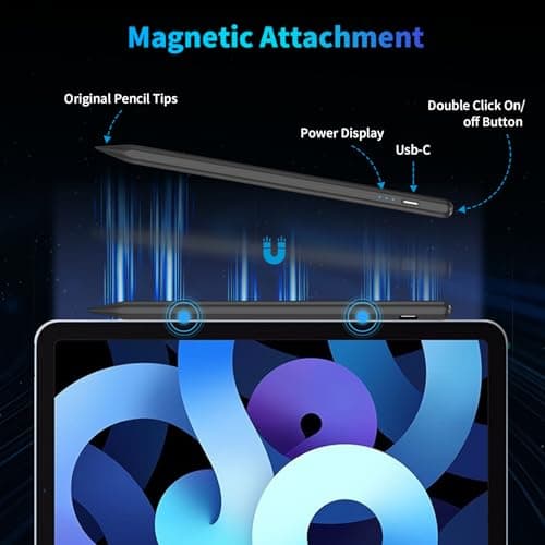 Stylus Pen for Apple iPad 2018-2025, Pencil Quick Charge, Palm Reject, Tilt Detection, Compatible iPad A16/10/9/8/7/6,Pro 11/12.9,Air 3/4/5/M2/M3,Mini 5/6 (Black) - Image 8