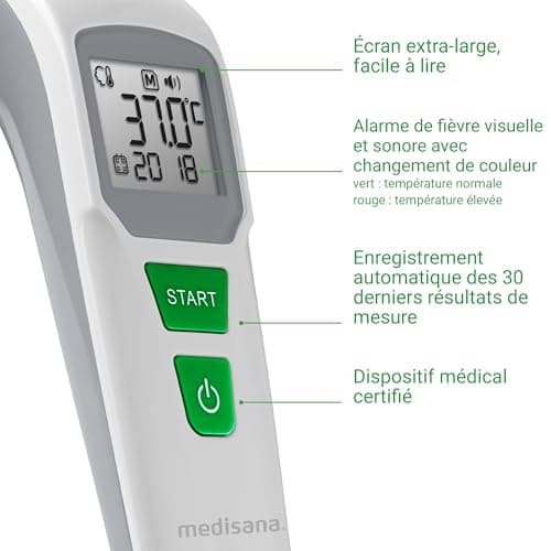 medisana TM 760 Digital Forehead Thermometer Medical Thermometer for Babies, Children and Adults with Visual Fever Alarm, Memory Function and Liquid Measurement - Image 8