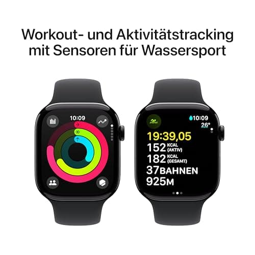 Apple Watch Series 10 (46mm GPS + Cellular) Smartwatch with Jet Black Aluminum Case and Black Sport Strap (M/L). (Refurbished) - Image 5