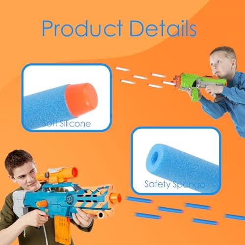 Balles Nerf, 200 fléchettes Nerf, 7,2 cm Balles Pistolet Jouet ParaNerf Series Blasters, Fléchettes en Mousse de Recharge, NerfDarts pour Blaster, Cadeau de fête - Image 6