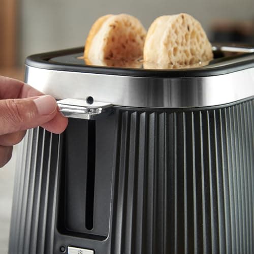 Russell Hobbs Toaster [for 2 slices] Brontë Black (6 settings, matte finish, silver accents, thaw, warming, raising, lift & look, roll holder) 26760-56 - Image 5