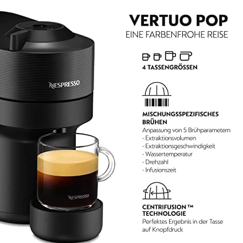 De'Longhi Nespresso Vertuo Pop ENV90.BAE, Coffee Capsule Machine with Milk Frother, Coffee Pod Machine for One Cup, 4 Cup Sizes, Centrifusion Technology, Welcome Kit Included, Black - Image 3