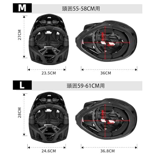 Lixada Adult Full Face Mountain Bike Helmet, Downhill Racing Helmet, Mountain Bike Helmet for Men/Women, Adult Mountain Bike Helmet with 31 Vents, Head Circumference 23-24 inches. - Image 3