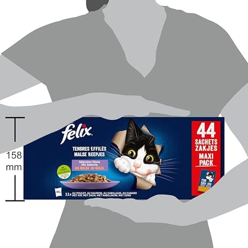 FELIX | Tendres Tapered | Jelly | Adult Cat | 100% Complete and Balanced Recipe | Selection with Salmon, Chicken, Duck and Cod | Fresh Sachets | Box of 44 x 85g - Image 7