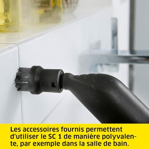 Kärcher Nettoyeur Vapeur SC 1, Pression Vapeur : 3 Bar, Temps de Préchauffage : 3 Min, Puissance : 1 200 W, Surface : 20 m², Réservoir : 200 ML, avec Buse à Main, Jet Crayon & Powerbuse, Brosse Ronde - Image 7