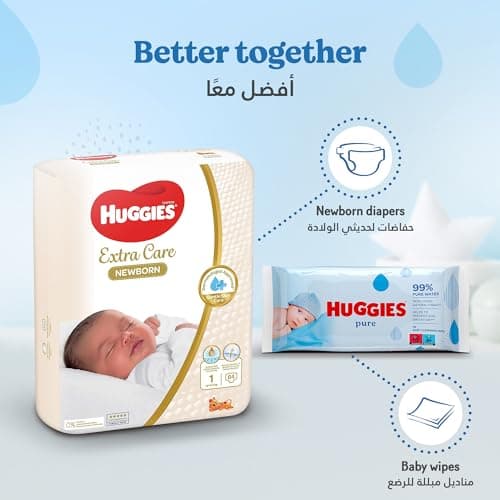 Huggies, Lingettes bébé, Pour tout le corps, Utilisables dès la naissance, Sans parfum, 1x56 lingettes, Pure - Image 8
