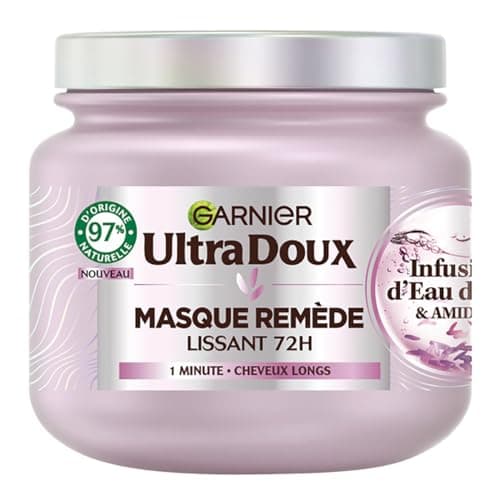 Garnier Ultra Doux - Masque Lissant Douceur & Brillance à l'Infusion d'Eau de Riz - Cheveux Rebelles et Indisciplinés - 340 ml - Image 2