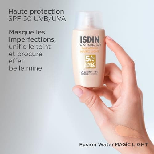 ISDIN Fotoprotector Fusion Water MAGIC SPF 50 Light (50 ml) | Natural Tinted Face Sunscreen | Ultra-light, Invisible Protection - Image 6