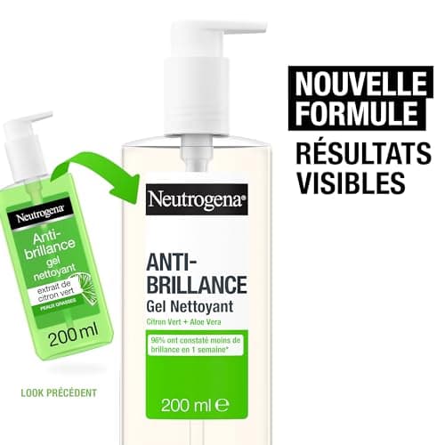 Neutrogena – Gel Nettoyant Anti-Brillance (flacon-pompe de 200 ml) – Nettoyant visage au citron vert et aloe vera (0,5%) - Image 4